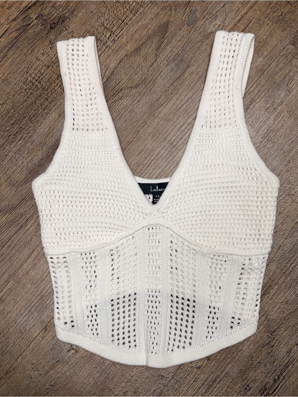 Lulu's White Crochet Crop Tank size xs